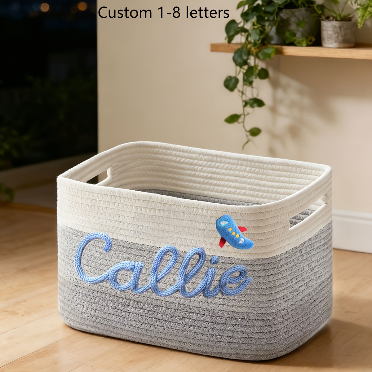 Personalized Two-Tone Storage Basket, Custom Household Organizer