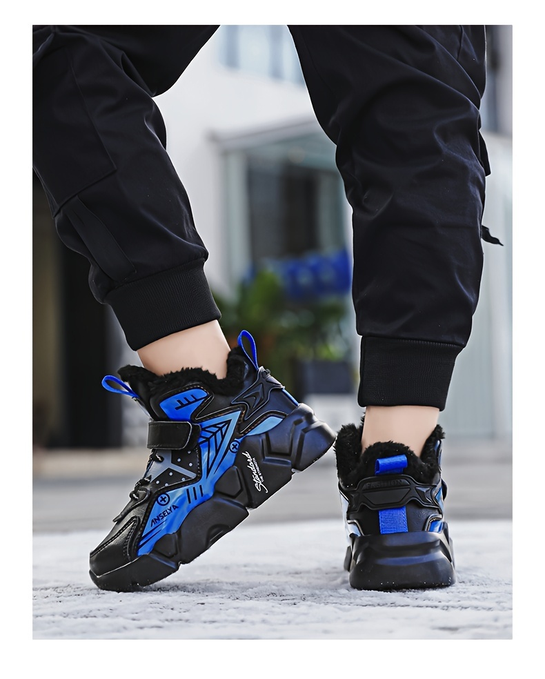 Jongens Sneeuwlaarzen met Dikke EVA Zolen en Pluche Voering, Jongens Casual Schoenen, Lichtgewicht Modieuze Trendy Schoenen, Sportieve School Schoenen voor Jongeren, Buitenshuis Hardloopschoenen voor Jongens, Grote Warme Kinderen Schoenen Herfst- en Wintermodellen