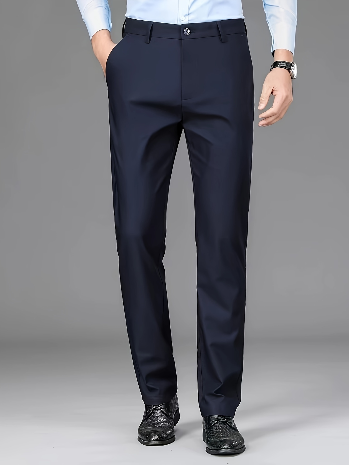Men's Professional Business Trousers, Stretch, Wrinkle-resistant and Iron-free, Formal & Casual Loose Straight-leg Suit Pants, Versatile for Office Workers, Ideal Gift for Work Wear