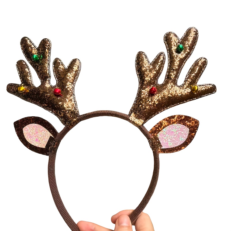 TEMU 1 Christmas Headband With Reindeer Antlers And Bells