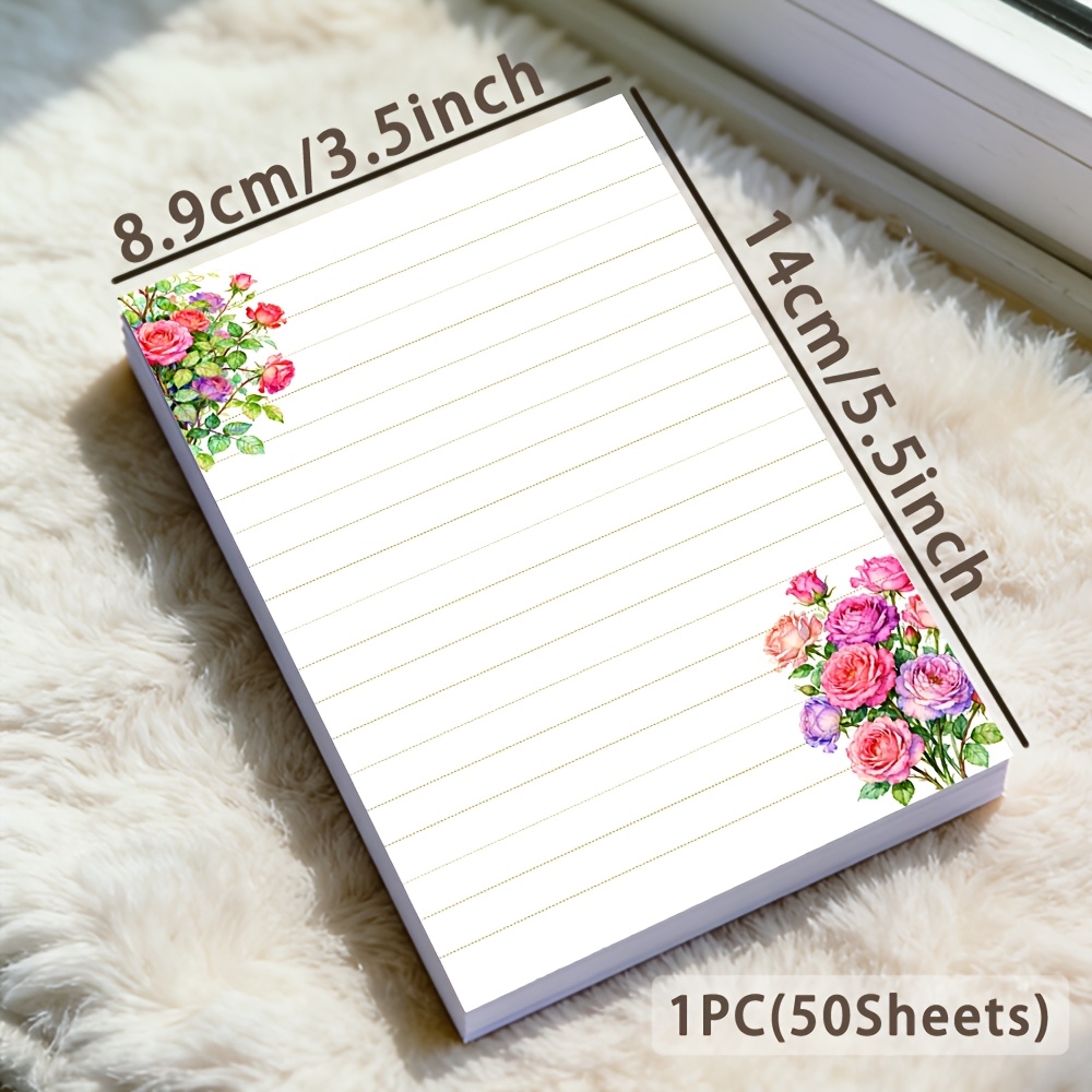 E-shop 50-Blatt-Taschennotizbuch, Wildrose diagonales Aquarell-Rosen-Taschennotizbuch, Vintage liniertes Mini-Notizbuch, hochwertiges florales