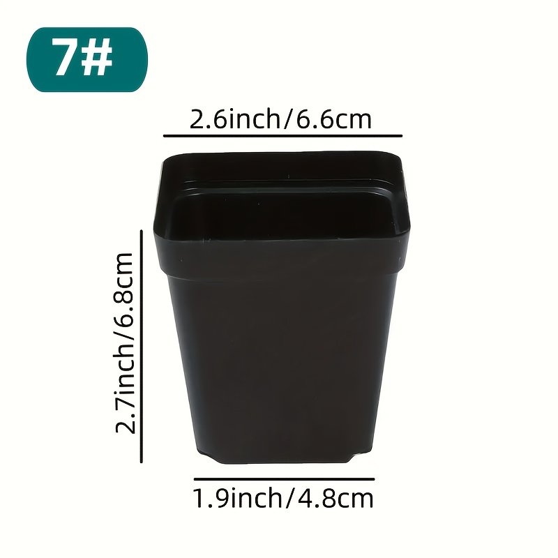 Image of 50pcs Traditional Square Black Flower Pots/seedling Trays, Succulent Pots, Plastic Seedling Starter Flower Pots, Indoor And Outdoor Floor Standing, Pots, No Batteries Or Power Required