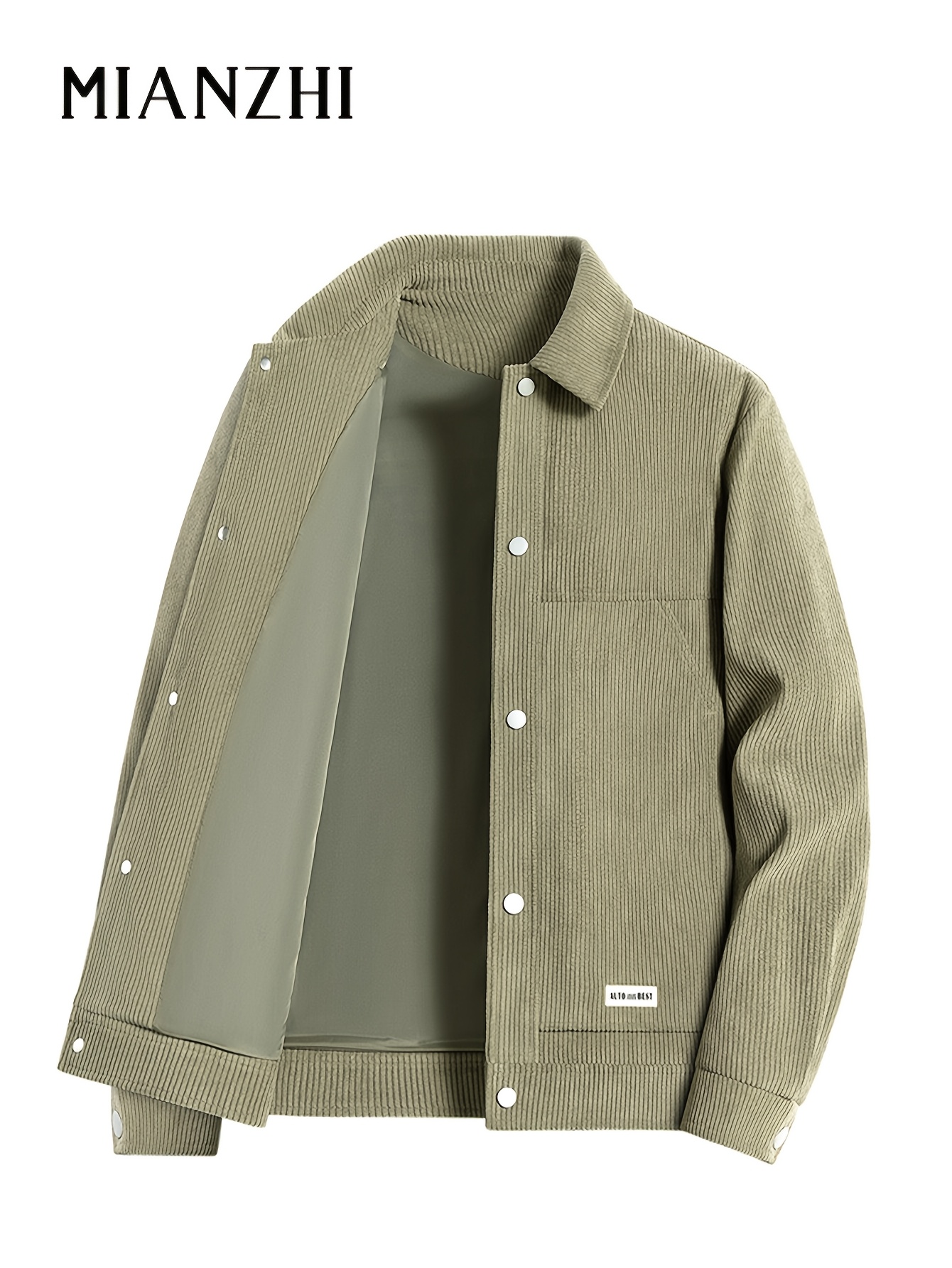 mens casual corduroy jacket stylish loose fit long sleeve button up collar     ideal st patricks day or ramadan eid gift versatile jacket classic jacket woven texture jacket for men