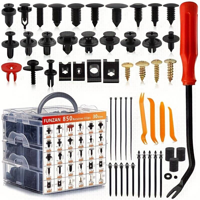 1101 Pc Car Retainer Clip Assortment Kit - Push Fasteners, Trim Clips, Bumper Rivets