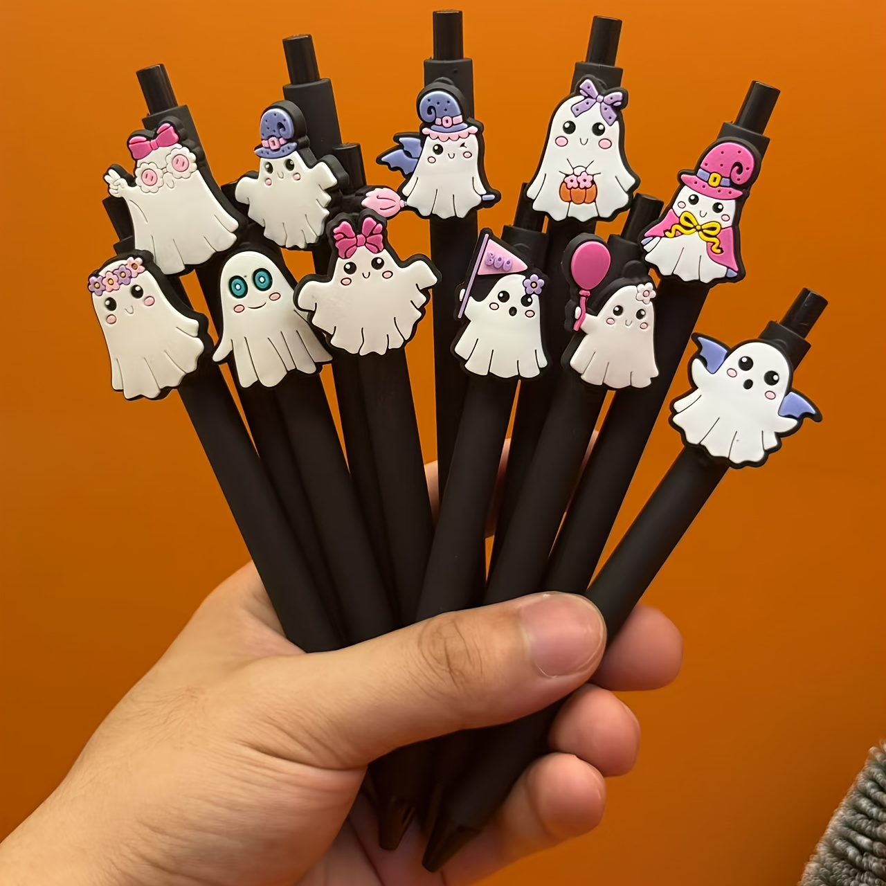 5 10pcs cartoon back to school halloween pumpkin series multi style retractable ballpoint pen   ink school design for students and teachers random colors Product details 3