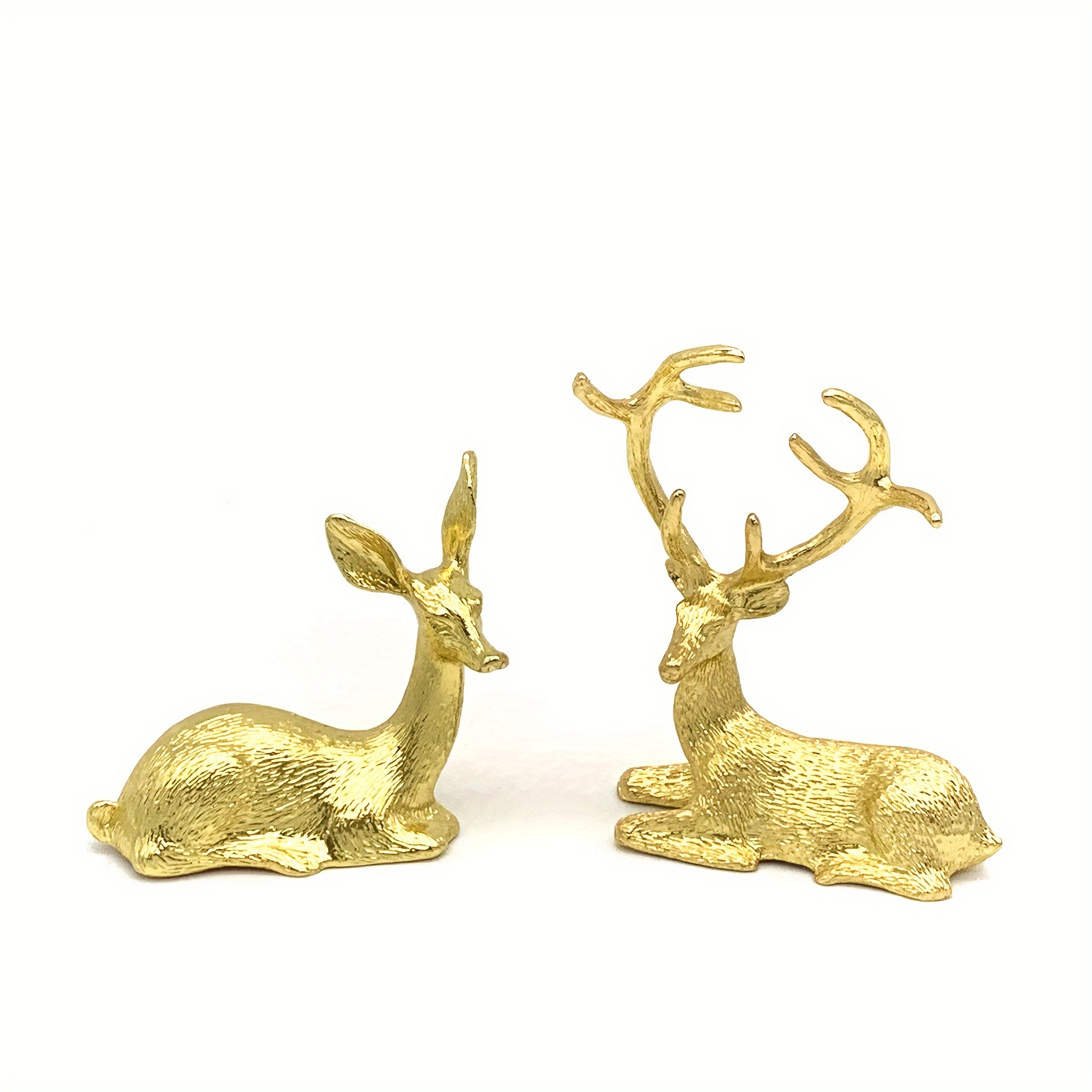 2pcs Christmas Decorations Gorgeous Golden Elk Statue Ornaments Decorations Christmas Gifts