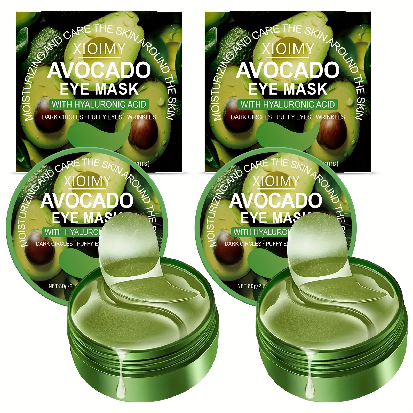 Image of 2pcs Hyaluronic Acid And Avocado Eye Mask, Firming And Lifting Skin, Brightening Light Beige, Reducing Dark Circles, Brightening Eye Skin, Eye Care | Eye Mask | Moisturizing Eye Mask | Exquisite Gift