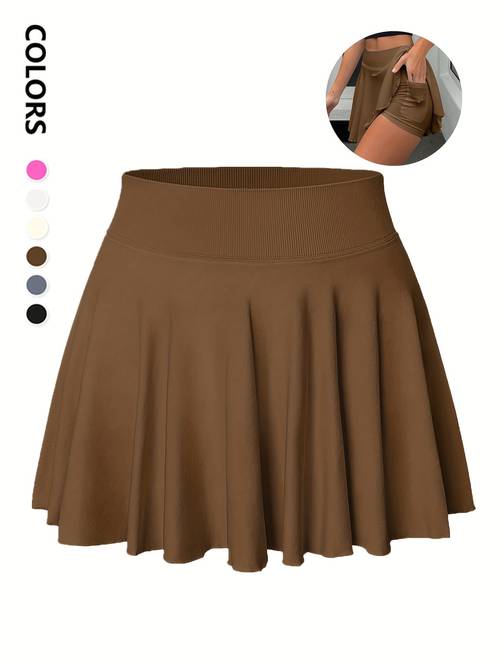 womens solid color tennis golf skort casual high waist skort for outdoor sports