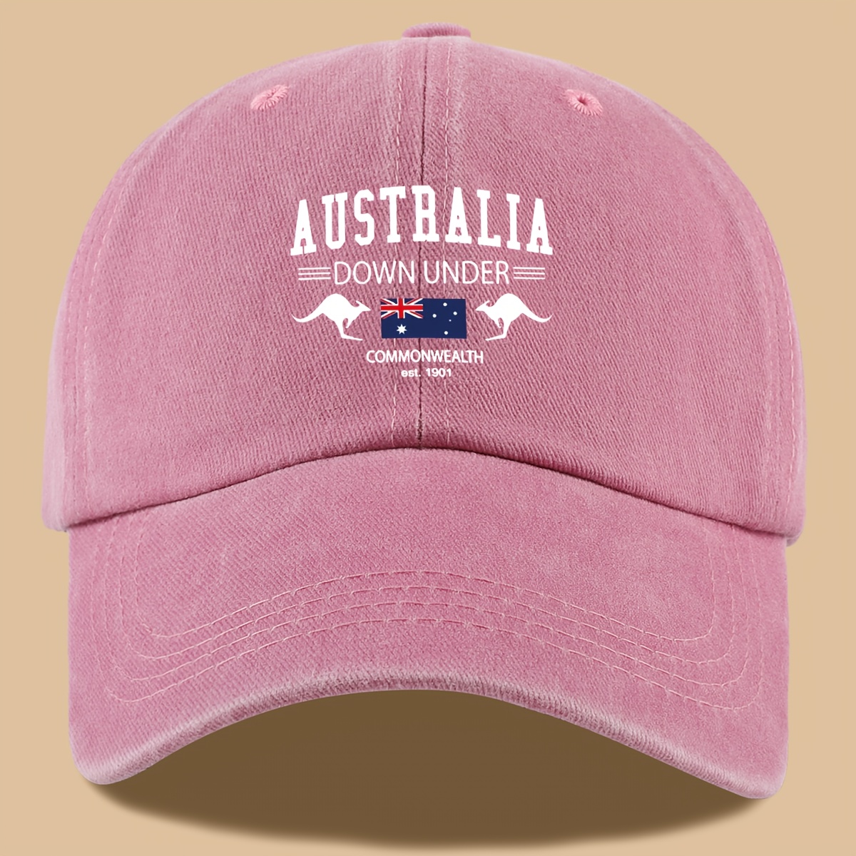 TEMU 1pc Australia Flag & Kangaroo Print Baseball Cap - Lightweight Breathable Adjustable Unisex Sun Hat For , Casual Beach Travel Fishing Outdoor