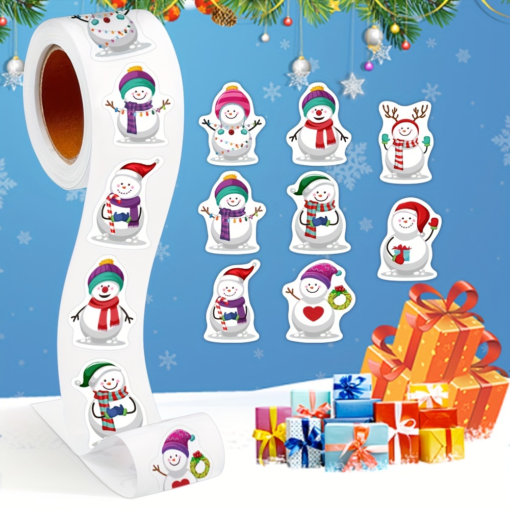 

Snowman Stickers Roll - 500 Count, 1" Diy Holiday Party Decorations For Gifts, Water Bottles, Books, Phones, And Laptops