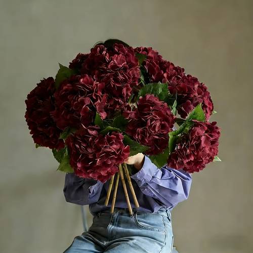 6pcs set of large realistic burgundy artificial flowers suitable for decorations party decorations outdoor tabletop decorations thanksgiving valentines day mothers day container not included