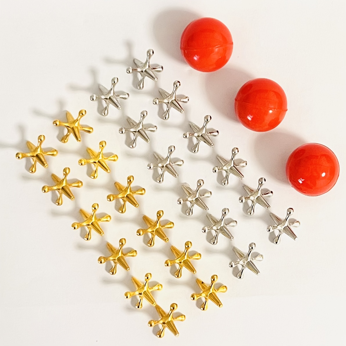 Set Clásico De Jacks – Juego De 5 Jacks Dorados + 5 Plateados + 2 Pelotas, Matatenas Retro Para Niños Y Adultos, Mejora Coordinación