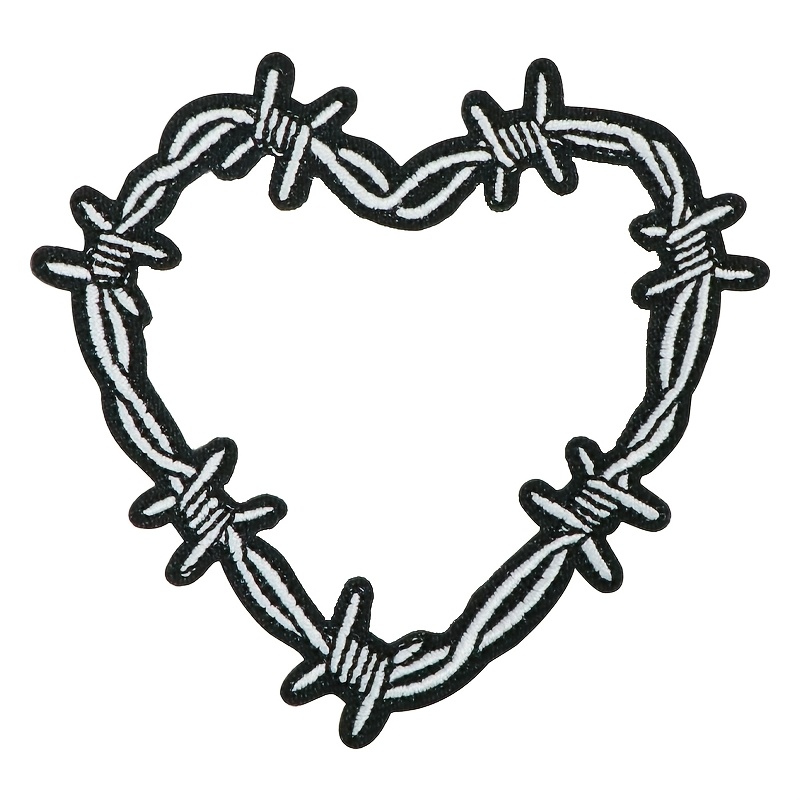 E-shop 1 Stück Herzförmiger Bügelpatch - Lochmuster Herz mit Stickerei, Bügelapplikation für DIY-Kleidung, Hüte, Jacken, Hosen & Mantel-Dekoration -