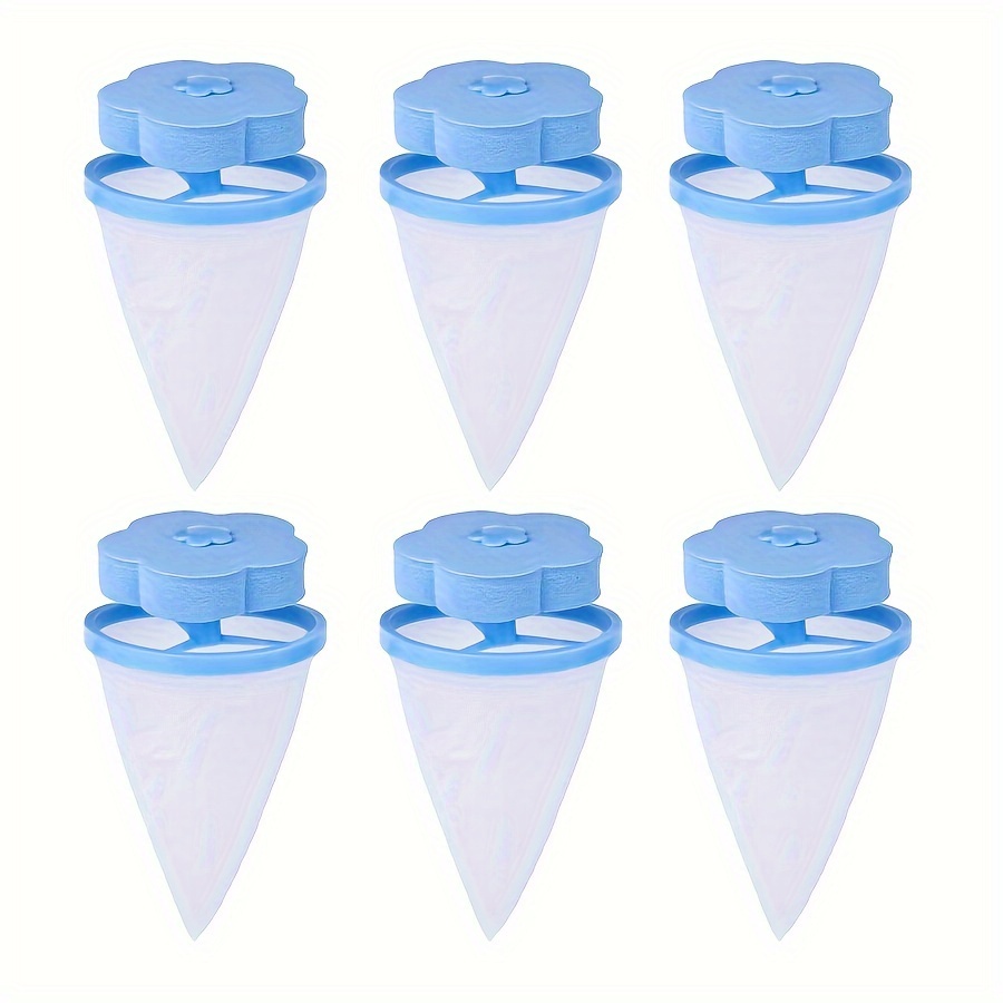 6pcs Laundry Hair Remover, Washing Machine, Filter Mesh Bag Hair Remover, Universal Mesh Bag, Adsorption Hair Removal Filter, Does Not Clothes, Flower Shaped Household Cleaning