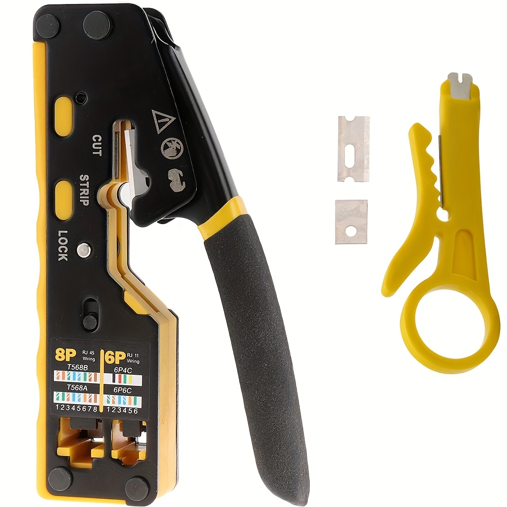 TEMU Outil de sertissage RJ45, pince à sertir Ethernet, utilisé pour les normes RJ11/RJ12, pour 8P RJ45 , Cat5E, CAT6, Cat6A