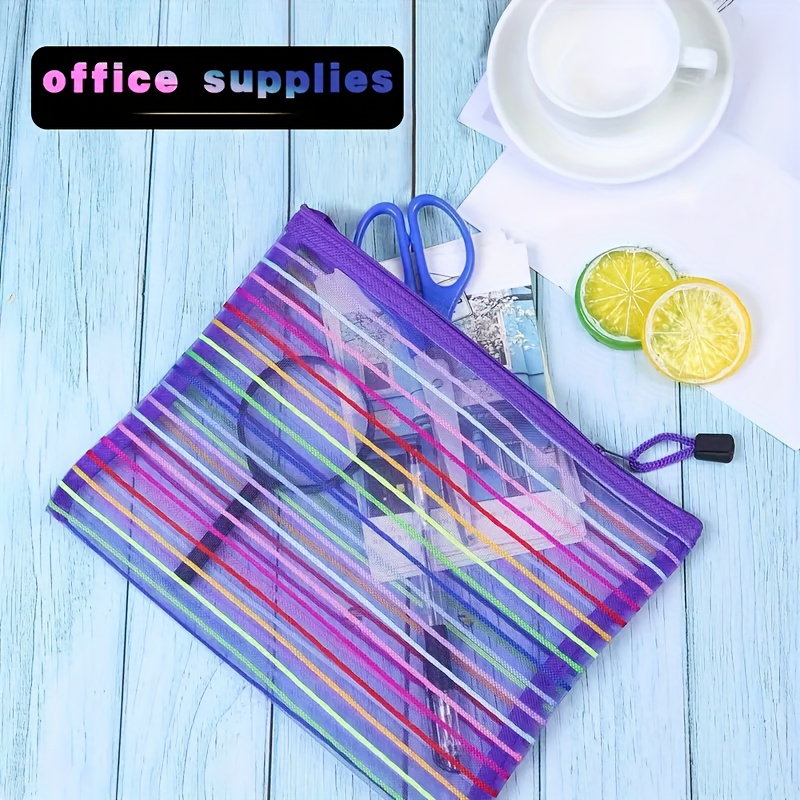 

6 A5 Zippered Mesh Bags: Travel, Office, Or School - 9.8"x 7" (25cm X 18cm)