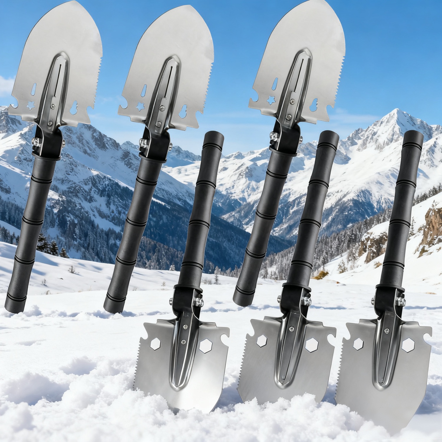 Image of 6pcs Survival Shovel Set, Garden Shovel, Hand Tool Outdoor Shovel Camping Shovels, Survival Gear And Equipment Multifunctional Camping Gear Survival Tools For Hiking