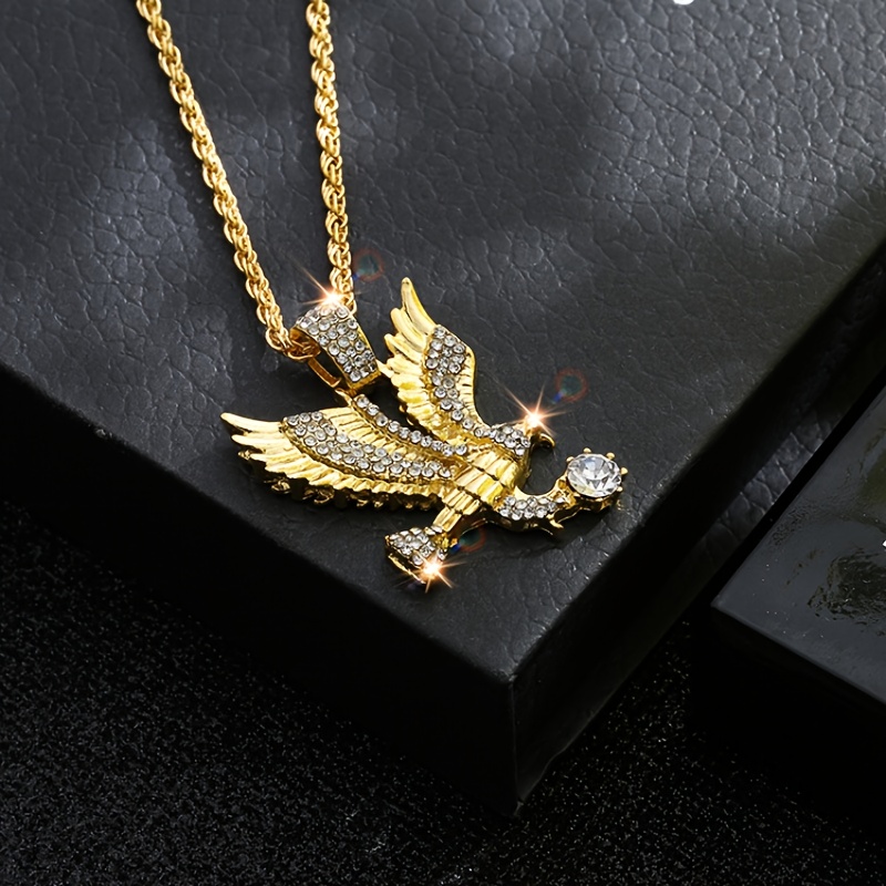 Men's Animal Eagle Pendant Necklace with Synthetic Cubic Zirconia