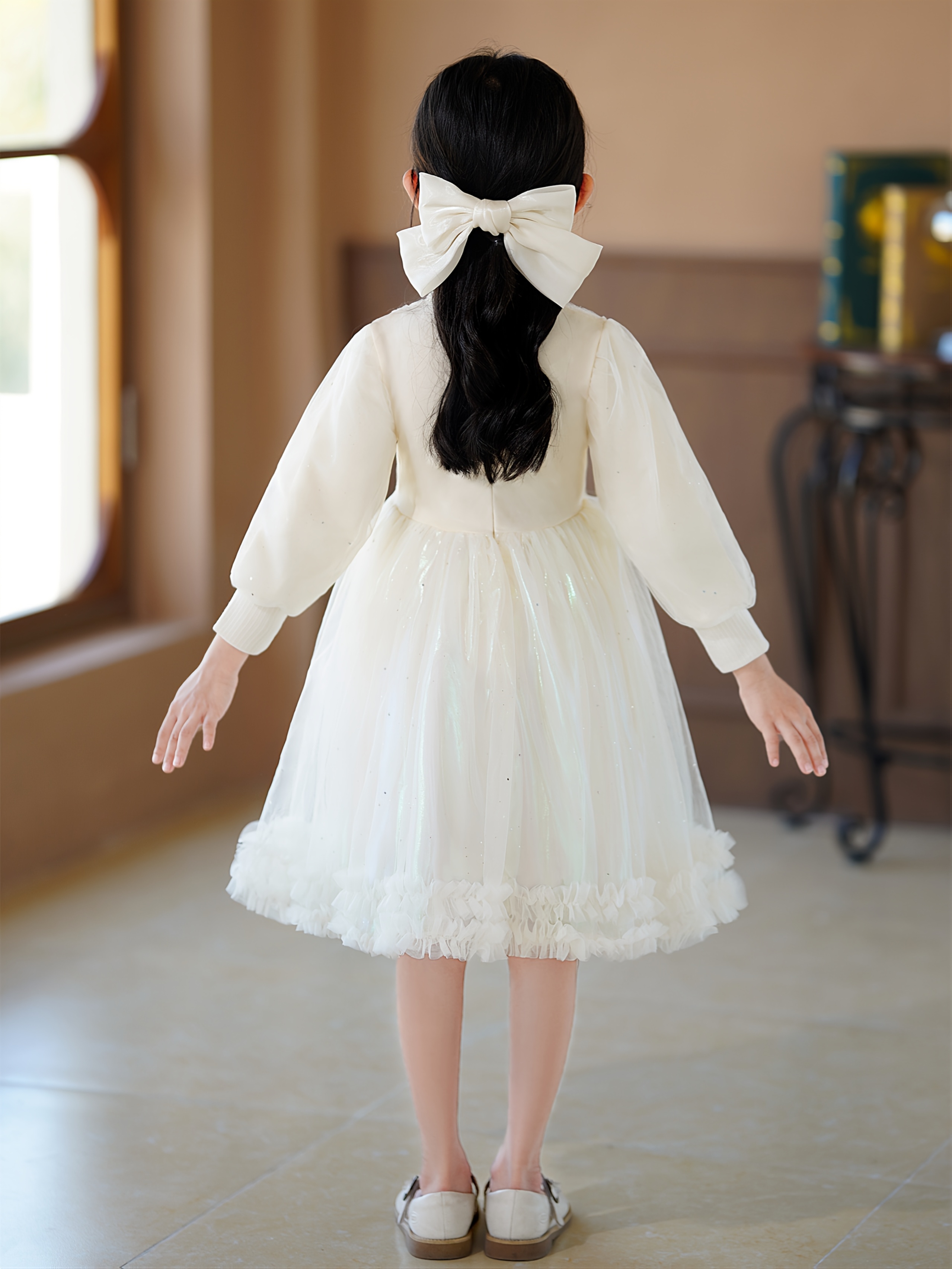 1pc french style tutu dress puffy bell sleeves lace knee - Temu