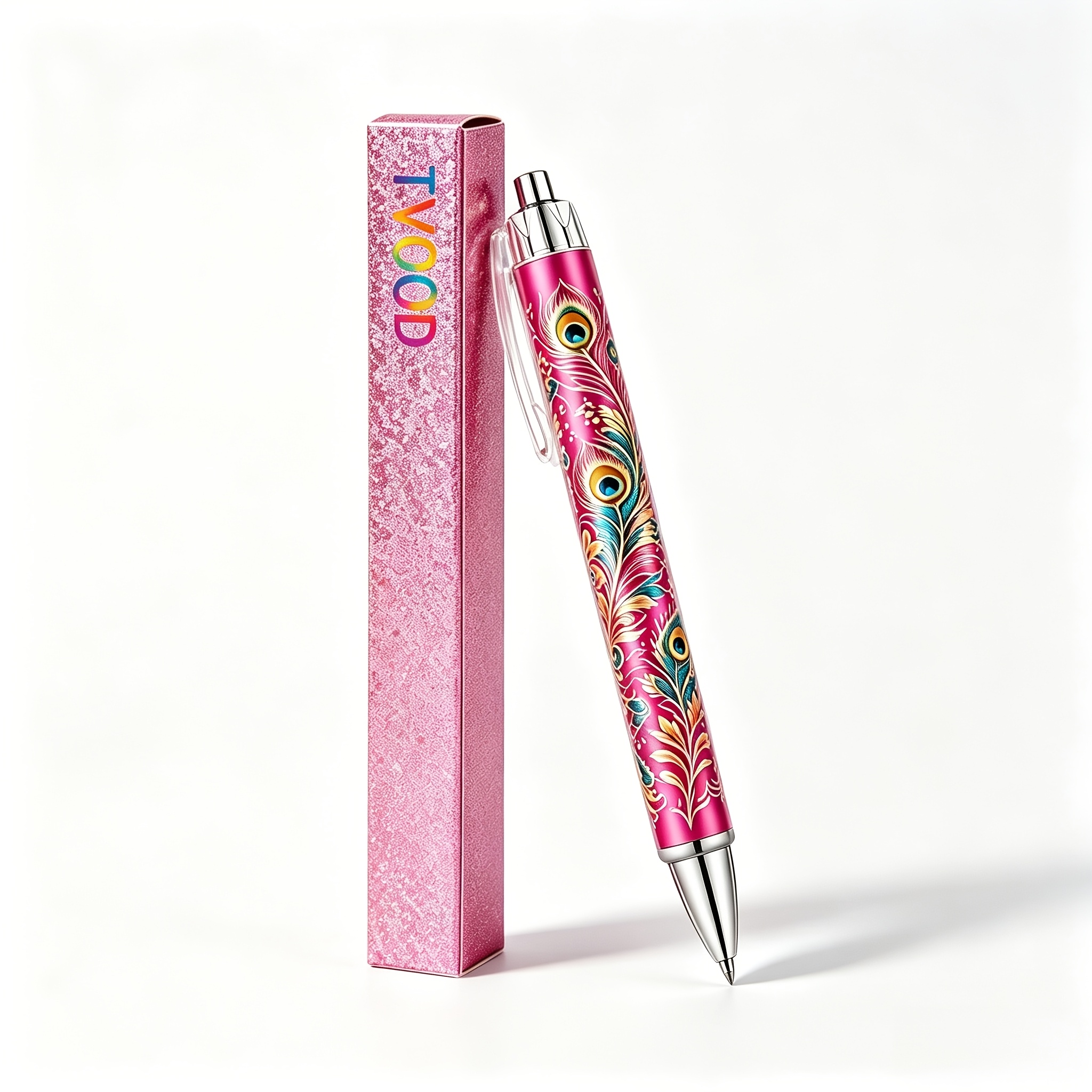 TEMU Rose Pink Retractable Ballpoint Pen, Modern , Deluxe Gift Box, Smooth Black Ink, School Office Stationery, Great Gift For Women On Christmas,