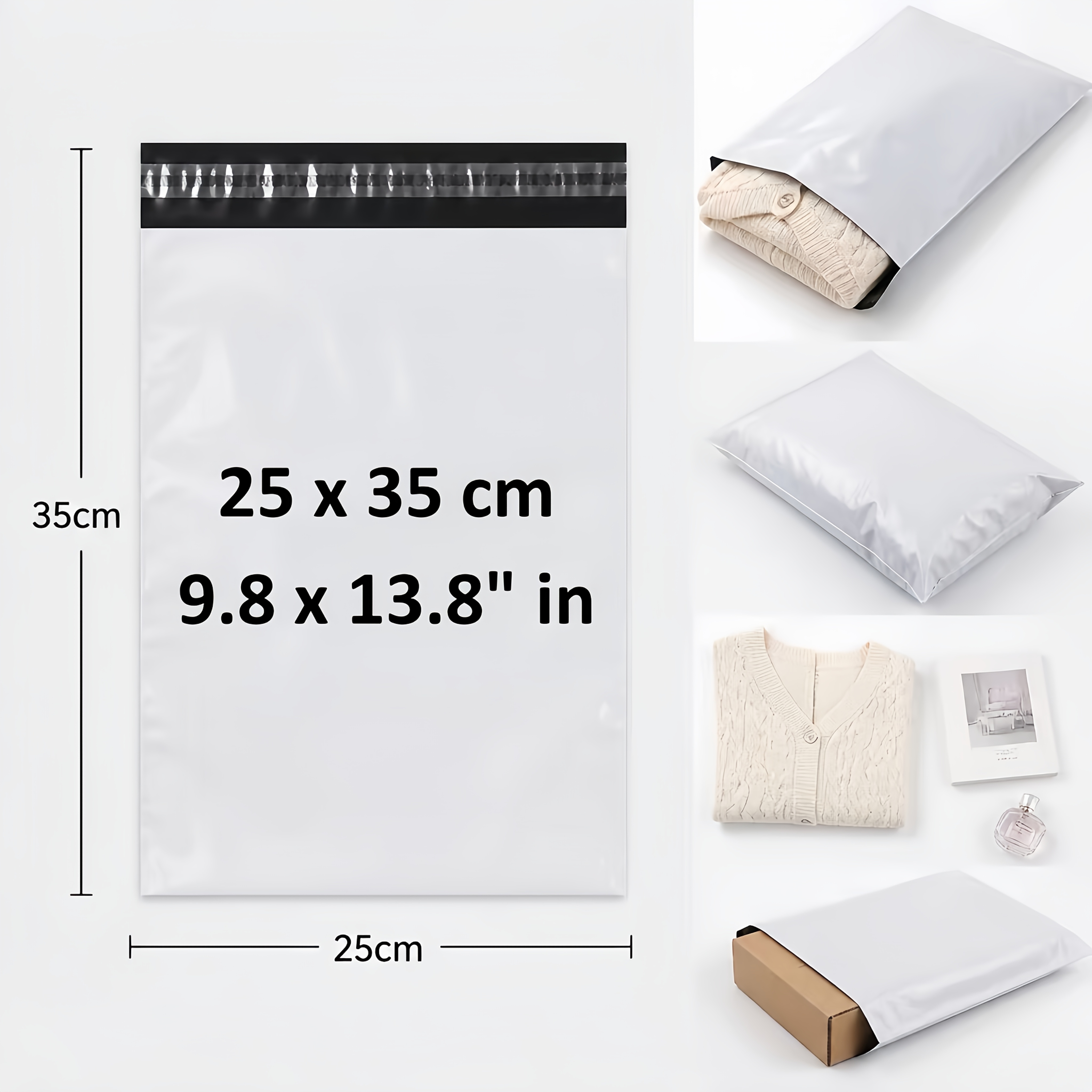 TEMU 48 White Mailing Bags, Postal Bags - Brand New Pe Material, , Self-sealing, Multiple Sizes Available, Suitable For Small And Large , Clothing
