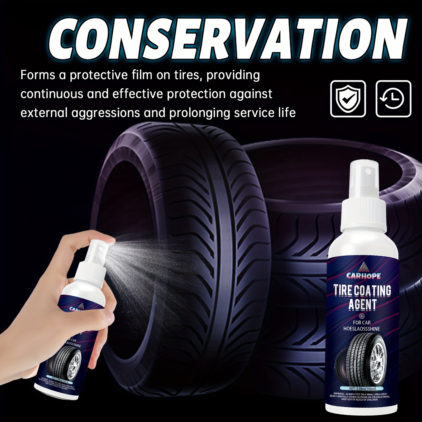  100ml tire coating agent spray wipe formula boost long lasting protection durable protective film for tire all details 3