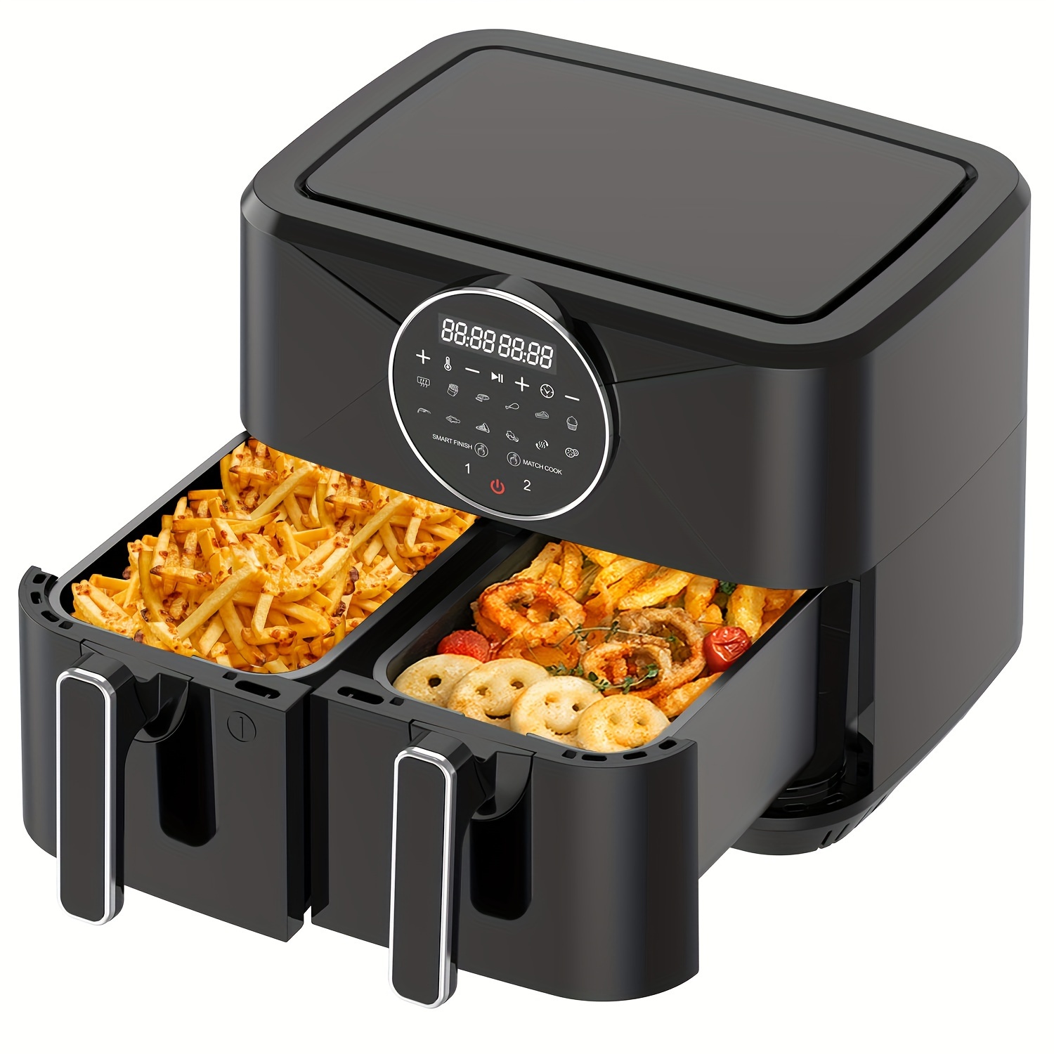 

Fryer 2 Baskets 5.5l + 5.5l, Air Fryer 2400w, 12 Functions, Removable Basket, Cook, Fry, All Your Foods