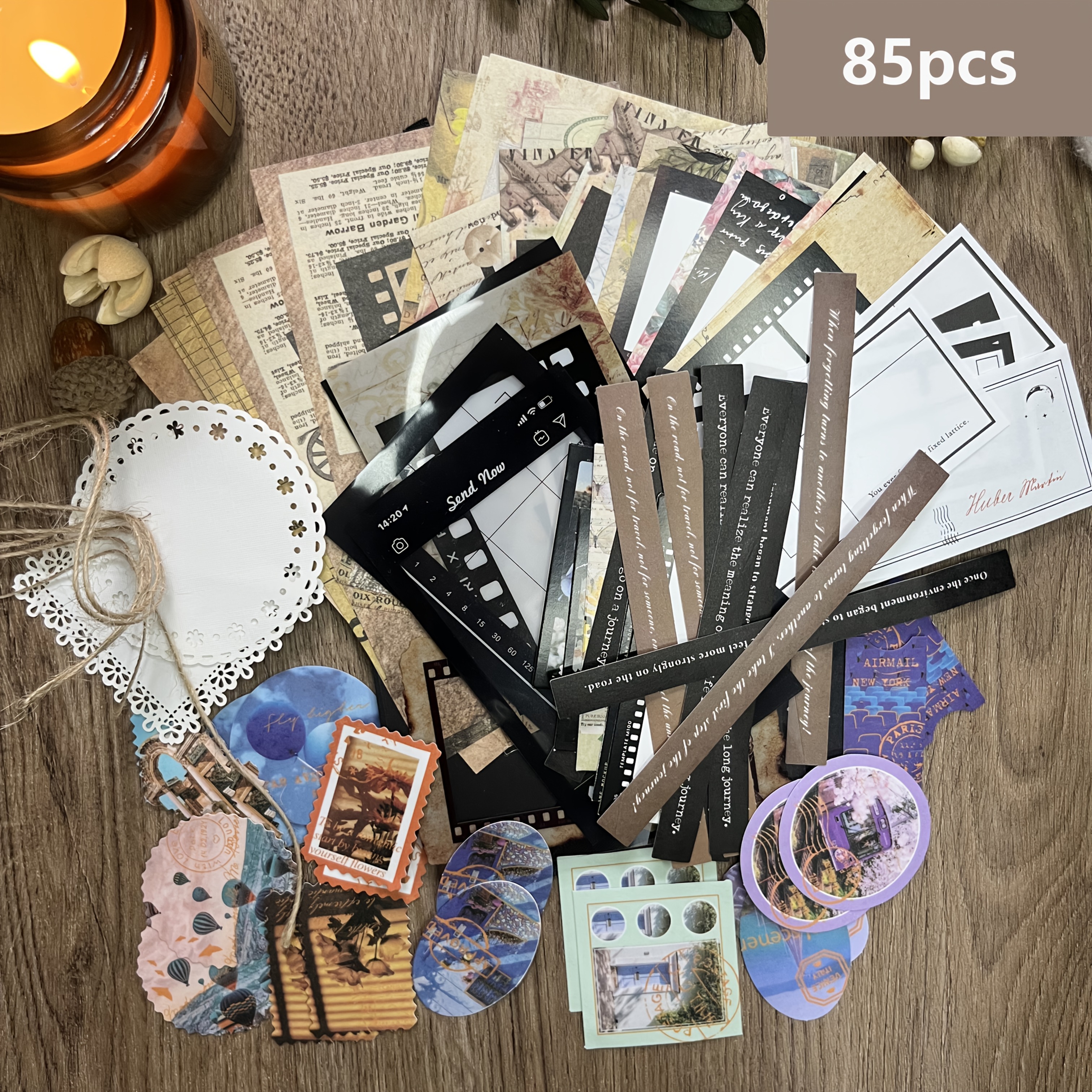 510-Piece DIY Handmade Paper Material Set with Black Ribbon, Uncoated Finish, Mixed Colors for Crafts, Scrapbooking, Gift Wrapping, Journals
