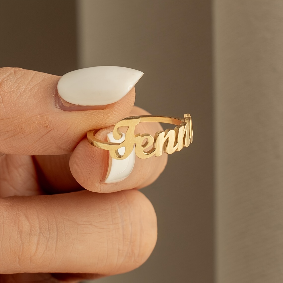 Adjustable Stainless Steel Custom Name Ring for Women
