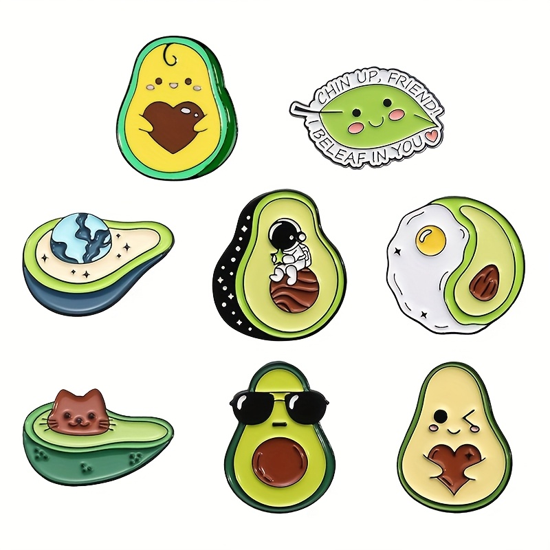 TEMU Ensemble de 8 adorables et broches de dessin animé sur le thème de l'avocat, parfaites pour embellir les vêtements et les sacs