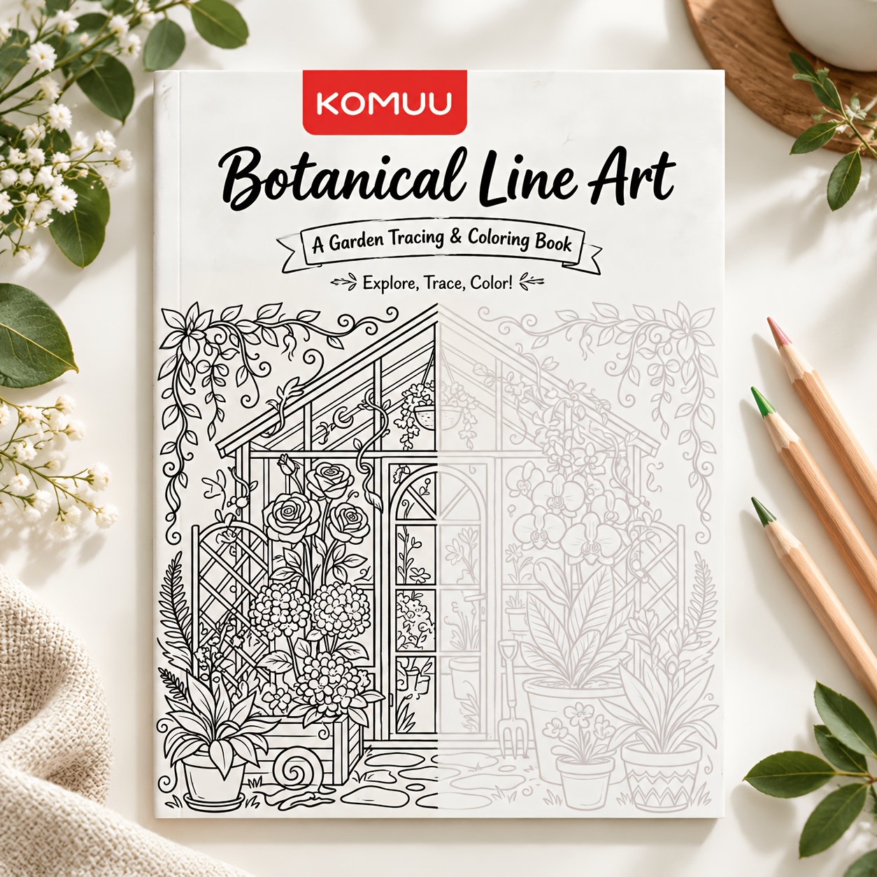 TEMU Botanical Line Art Tracing & Coloring Book Pattern Line Drawing Activity Book Intricate Botanical Sketch Pages For Adults Trace & Workbook For