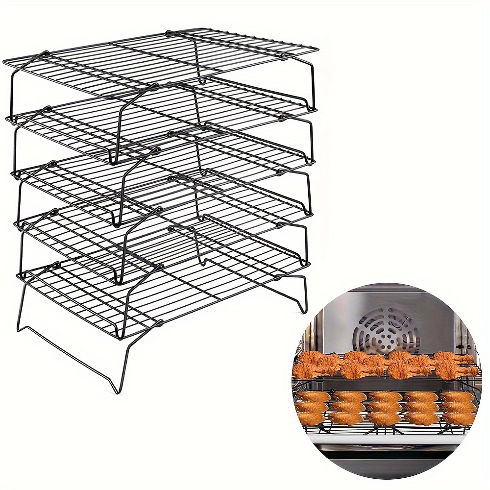 

Set, 5-tier Nonstick Cooling Racks, Stackable Baking Rack Set For Cooking Roasting, Oven Safe & Easy Clean, Stainless Steel Core & Durable