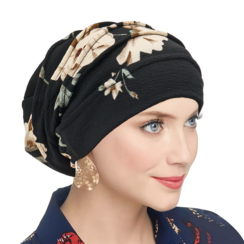 E-shop 1 Stück Damen Blumenmuster Elastisches Stirnband Schal Hut - Elastischer Ganzjahres Universal Damen Elegantes Mode Accessoire, Multifunktionaler