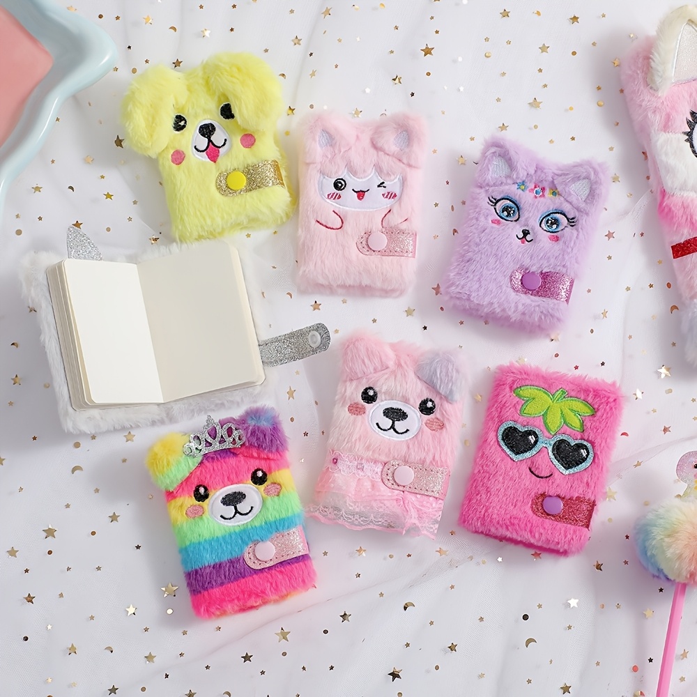 

Cute Cartoon Plush Mini Pocket Notebook With Snap Closure - Portable, Pad For Students & , Notebooks For School