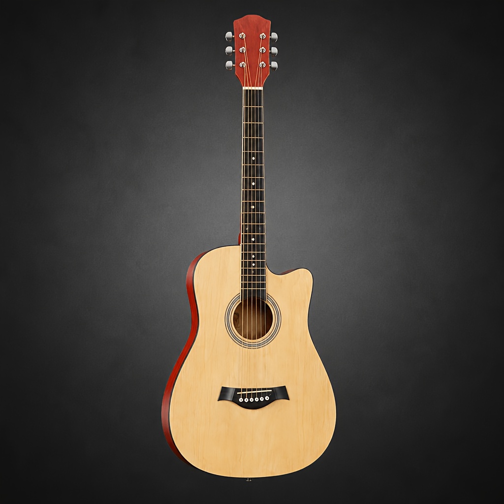 38 Inch Basswood Acoustic Guitar with Clear Resona...