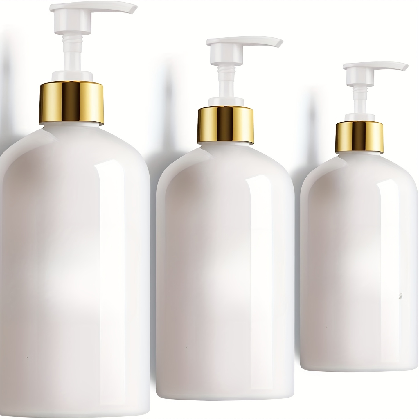 TEMU 3 pièces Bouteilles de Shampooing et Après-Shampooing Rechargeables de 500 ml/16,9 onces, Pompe à Pression en Plastique, Distributeur de