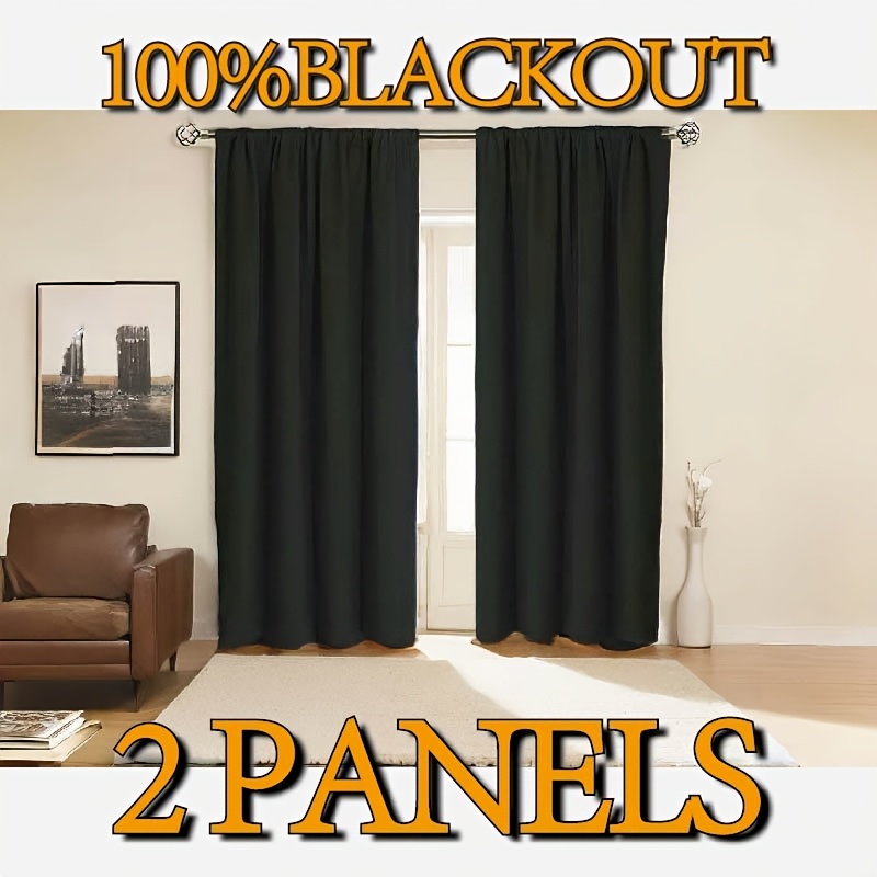 

2 Panels Classic Blackout Curtains, 100% Light Blocking, Rod Pocket Top, Thermal Insulated, Coated Lining, For Living Room, Bedroom, Kitchen, Bathroom, Home Decor, Modern , Christmas Decoration