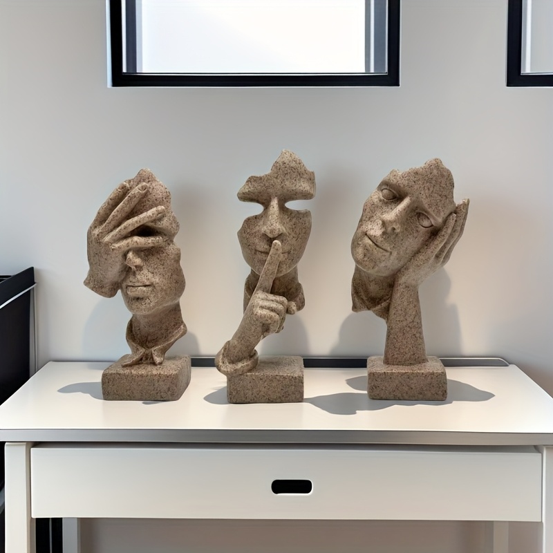 3pcs European handicraft decoration simple abstract character mask, office living room sculpture art decoration
