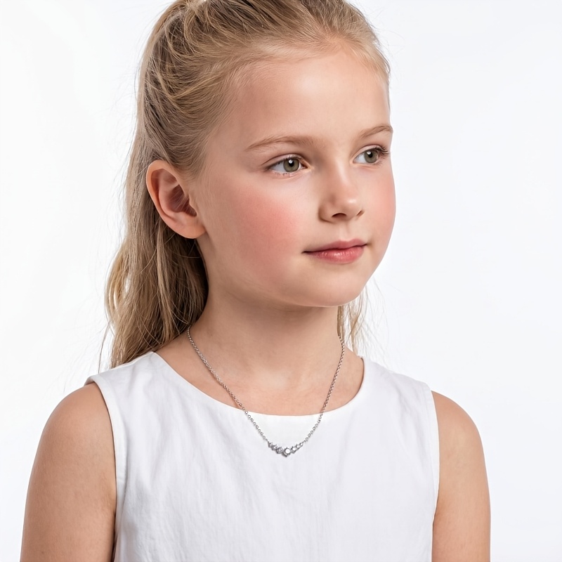 Women's 925 Silvery Necklace with Moissanite Stones, Versatile Gift