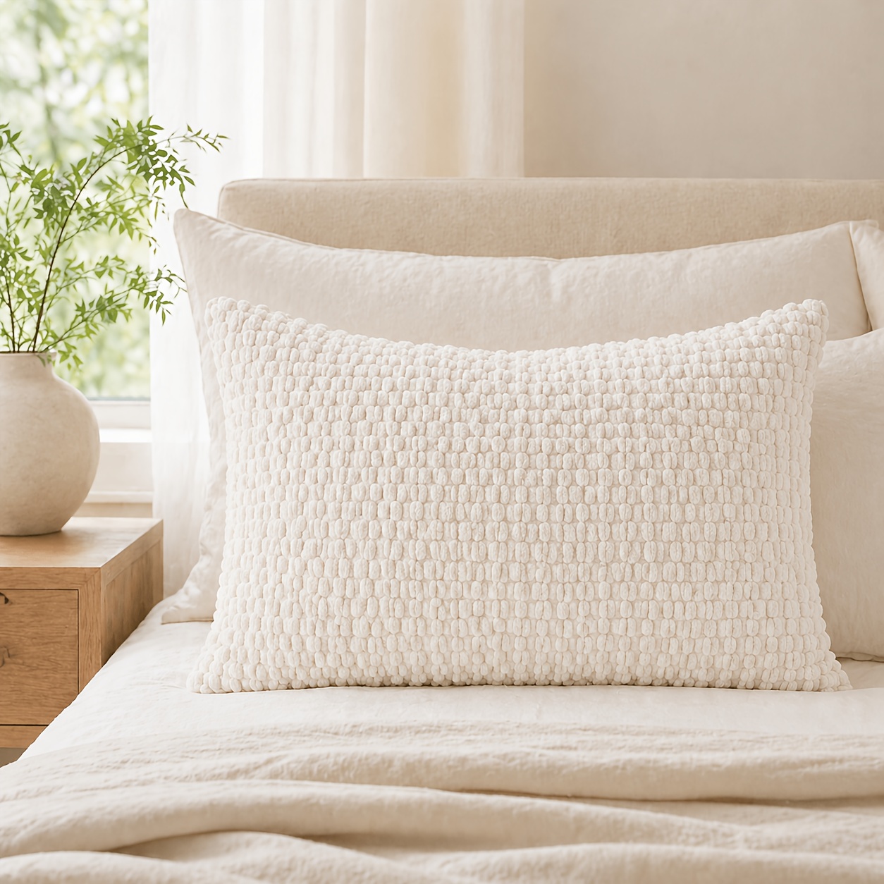 TEMU -textured Plush Pillow Cover With A Thickened Design, In Multiple Colors, Suitable For Bedrooms, Living Rooms, And Home Decor, Without A Pillow