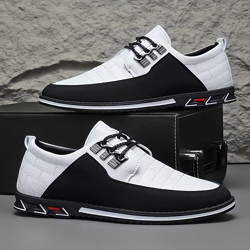 Image of Men's Casual Business Shoes - Solid Low-top Lace-up Flat Sports Shoes, Round Toe, Upper And Lining, Office Slippers, Casual Wear