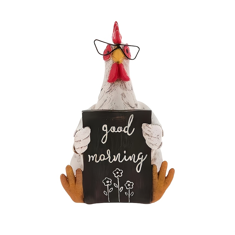 TEMU 1pc Of A Chicken Figurine Made Of Resin, Depicting A Sitting And Lying Hen, Perfect For Decorating Your Home, Office Desktop, Or Bookshelf. An