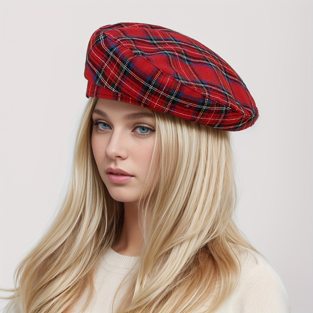 

1pc Fashionable Classic Beret Hat Striped Jacquard Breathable Casual Berets Suitable For Women