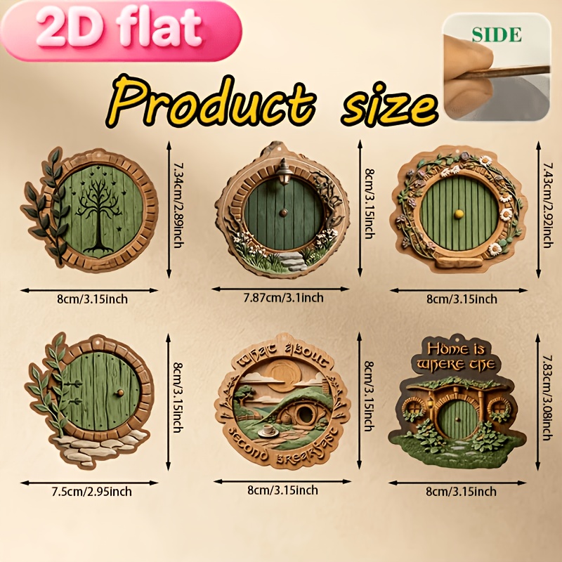 TEMU 2d Flat, 2d , 6pcs Set Of Wb Themed Wooden Hanging Ornaments, Suitable For Christmas Trees, Door And Window Decorations—includes Iconic