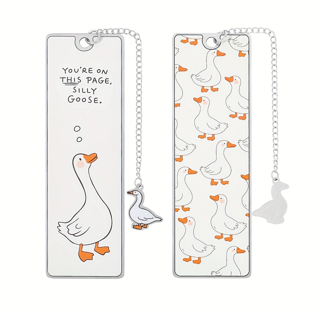TEMU Adorable Double-sided Printing "silly Goose" Bookmark – Animal Page Holders, Cute Reading Gifts For /students, Unique Bookish Decor For