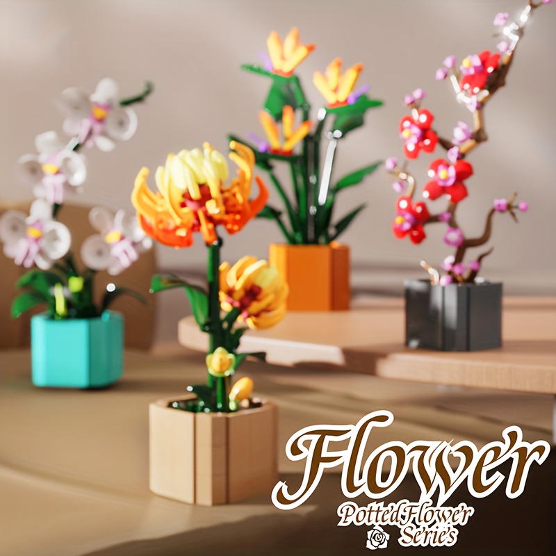building blocks sets flowers sold on Temu United States