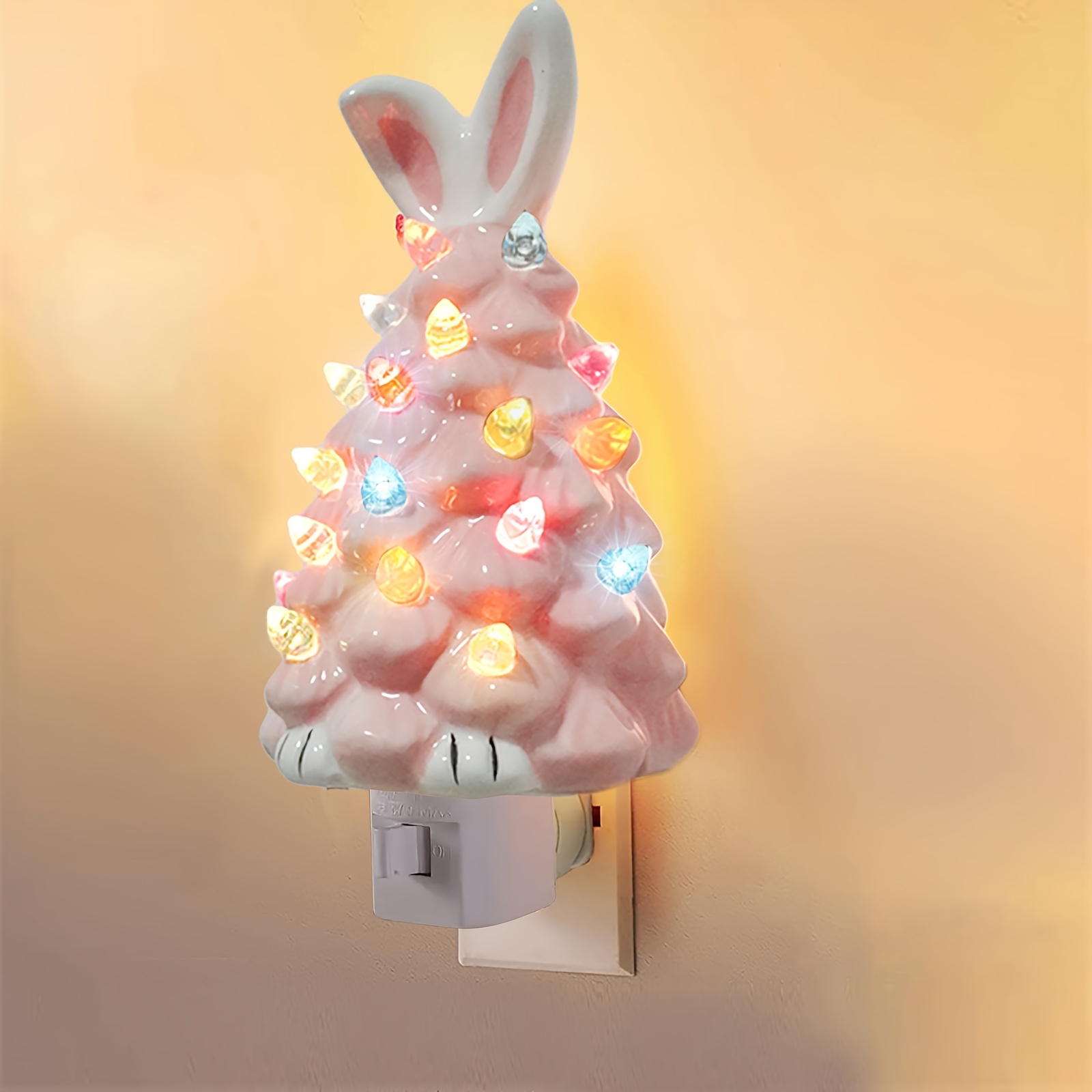 

Bunny Tree Night Light - Multicolored, Plug-in Tabletop Decor For Easter & Christmas, Home And Holiday , Garden Houses