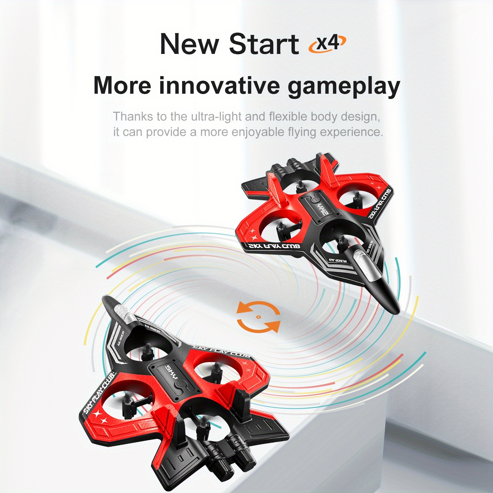 [Crash-proof Fighter] EPP Anti-Crash RC Airplane | Four-Channel One-Touch Stunts | Auto-Hover | Colorful LED Light Effects | Newbie Mastery In 10 Mins | Includes Spare Propellers