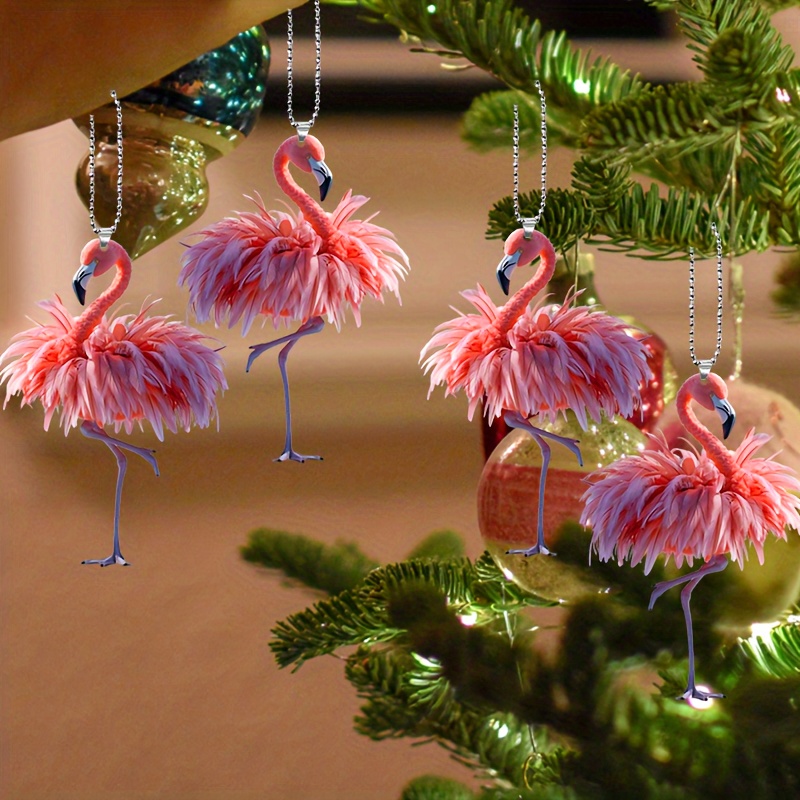 

4pcs Christmas Tree Ornaments - Featherless 2d Hanging Decorations, To Install, No Needed, Decor For