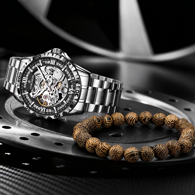 Men's Automatic Mechanical Skeleton Wristwatch, Stylish Design